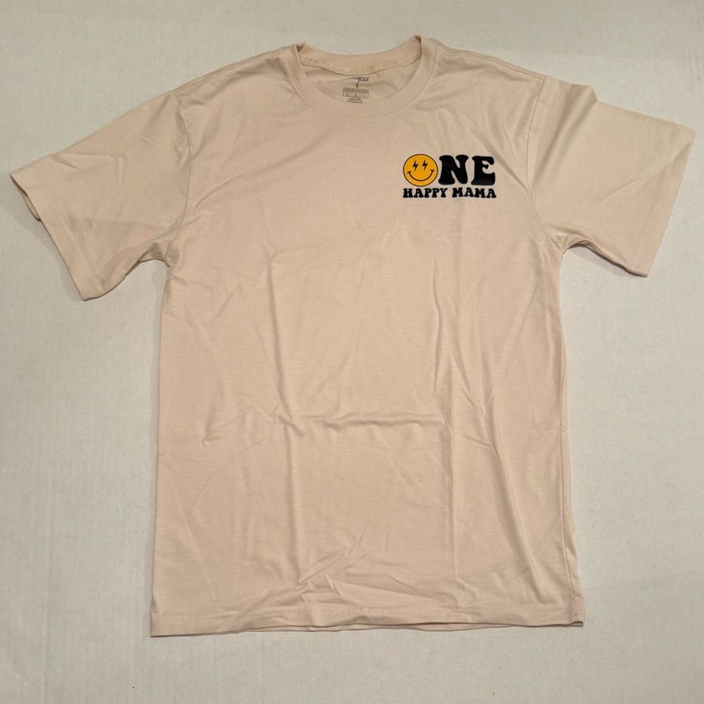 🙂 One Happy Mama T-shirt for One Happy Dude Themed Birthday Cream Natural Color